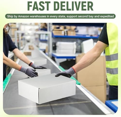 10 Pack 10"x8"x3" inch Small Shipping Boxes White Corrugated Cardboard Box for Small Business, Mailer, Shipping, and Packing