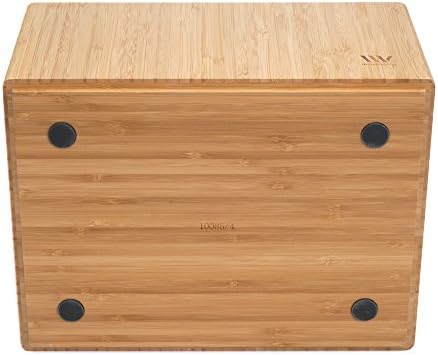 MobileVision Bamboo Storage Box Multi-Purpose Organizer for Kitchen Supplies Holder, Fruit Bin, Cabinets, Pantry with built in handles, stackable, 12” x 9” x 6” With White Clip Included