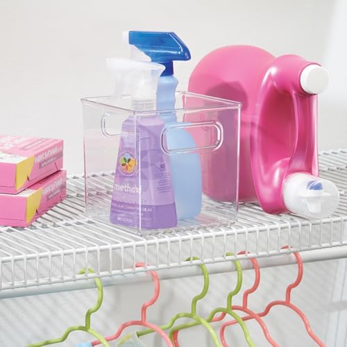 iDesign Plastic Pantry Storage Organizer Bin, 6" x 6" x 6" | Easy Grip Handles, Kitchen Storage, Freezer and Fridge Organizer, Clear