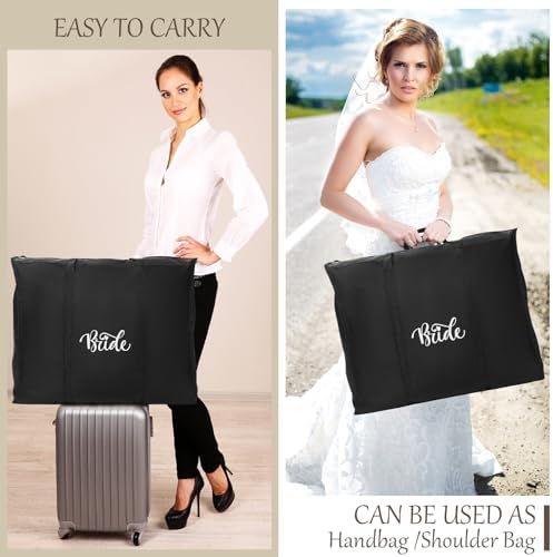 Shinylin 70" Oxford Foldable Wedding Dress Garment Bag Bride Tote Bag 4 Pockets Bride Gowns Bag for Prom Evening Dress