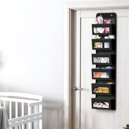 Simple Houseware 6 Clear Window Pocket Over Door Hanging Organizer, Black