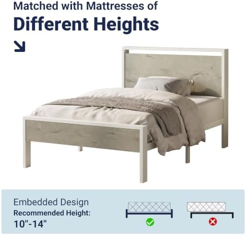 Allewie Twin Size Bed Frame, Heavy Duty 12 Metal Slats Support, White