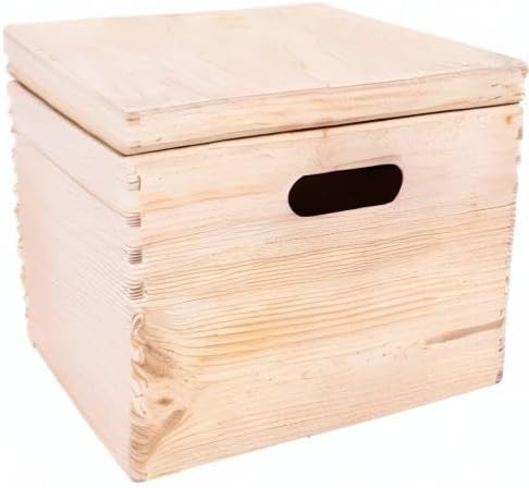 Creative Deco XXL Large Plain Wooden Box Storage with Hinged Lid