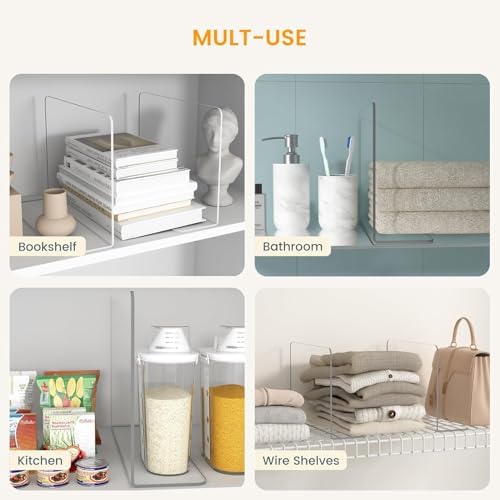 OKPOW Shelf Dividers for Closet Organization: 8 Pack Durable Clear Acrylic Divider Organizer for Shelves - Vertical Adjustable Shelving Separators for Clothing Purse