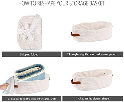 Woven Storage Basket for Toilet Tank Top,Farmhouse Home Decor Organizing Baskets for Bathroom,Table and Counter 13"x5.9"x4" White