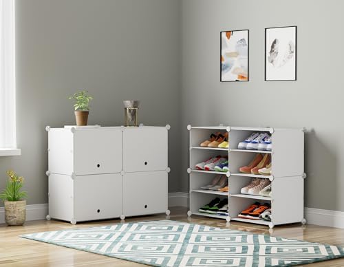 HOMIDEC Shoe Rack Organizer 16 Pair Modular Shoe Storage Cabinet for Closet