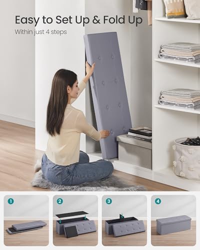 SONGMICS Storage Ottoman Bench, 43.3 Inches Folding Foot Rest Stool