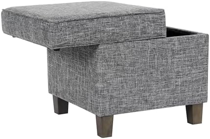 HomePop 18" Classic Square Storage Ottoman - Slate Grey