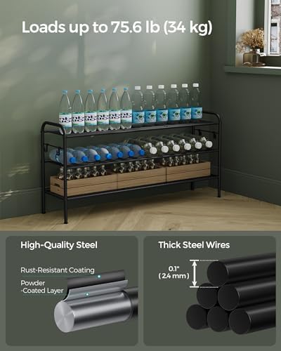 SONGMICS 3-Tier Metal Shoe Rack, Shoe Orgainzer, 44.9" Wide, Holds 24 Pairs