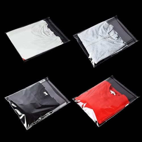 Yotelab Clear Self Sealing Cellophane Bags for Shirts, 10x14 Inch, 100 Pcs