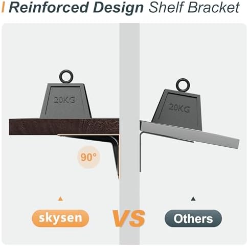 SKYSEN Floating Shelves for Wall Set of 6, 23.6in Wood Wall Shelf for Decor, Bathroom, Bedroom, Storage, Book,Kitchen, Living Room - Dark Brown(fs-60-d)