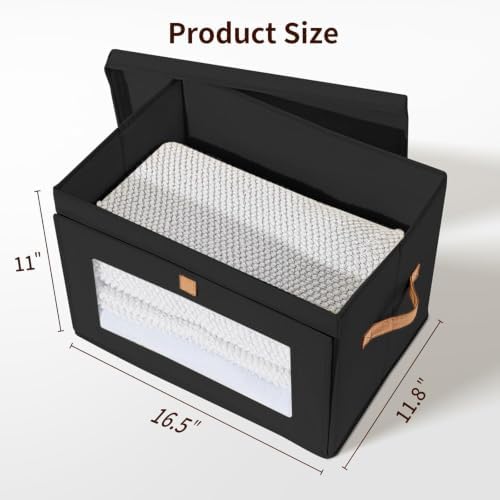 DIMJ Storage Bins with Lids - 8 Pack Large Fabric Closet Organizer with Window & Handles, Collapsible Decorative Storage Boxes for Shelves Under Bed, Books Clothes Blankets Sweaters Organization