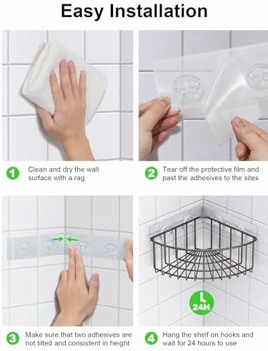 SMARTAKE 2-Pack Corner Shower Caddy Deep Basket, SUS304 Stainless Steel | Wall Mounted Bathroom Shelf with Adhesive, Storage Organizer for Toilet, Dorm and Kitchen, Bronze