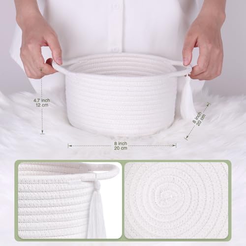 Small Gift Basket Empty to Fill, 2 Pack, Mini Woven Basket White