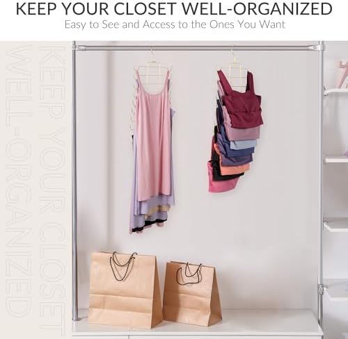 ZEDODIER Tank Top Hanger, Bra Organizer for Closet, Space Saving | 16 Hooks Total, Sturdy Metal, 360° Rotating, Foldable Design, Hanging Closet Organizers and Storage for Apartments and Dorms