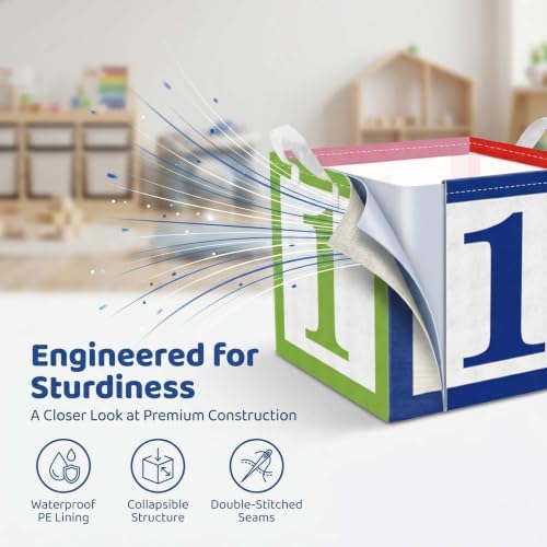 Zliisang 3pcs 123 Back to School Fabric Teacher Storage Bins Baskets with Handles for Classroom Organization Home and Elementary School Supplies