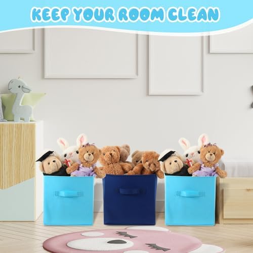 Yinder 12 Pcs Cube Storage Bin Blue 10.5''x10.5''x11'' Storage Cubes