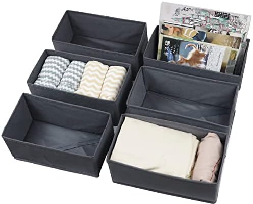 KIKILIE 6 Pack Foldable Clothing Organizers, Multi-purpose Drawer Dividers for Shirts, Bra, Socks and Panties (DD5250)