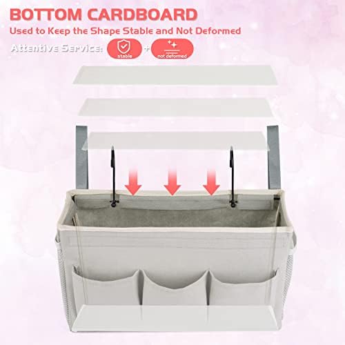 Bedside Caddy, Bedside Storage Bag Hanging Organizer for Bunk Dorm Bed Rail | Bed Caddy with Hooks, Top Bunks and Dorm Essentials for Water, Tissues, Tablets, Books, Phones, Remotes and Other Necessories