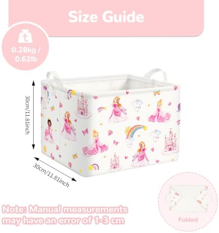 Kids Basket with Handles, Storage Toy Box for Girls, Princess