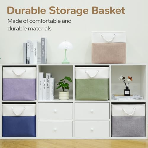 12x12 Inch Foldable Fabric Cube Storage Bins with Handles 4 Pack