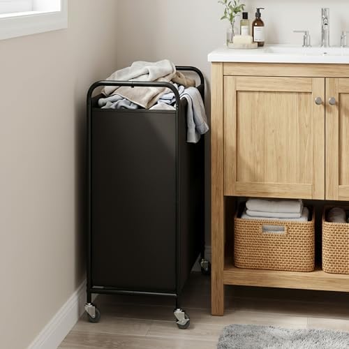 GRANNY SAYS 2 Section Laundry Sorter, 130L Large Hamper Basket with Wheels