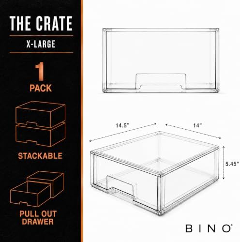 BINO | Stackable Storage Drawers, X-Large - Clear | THE CRATE COLLECTION | Storage Bins With Drawers | Bathroom Organizers | Under Sink Organizer | Vanity Cabinet Home Organization