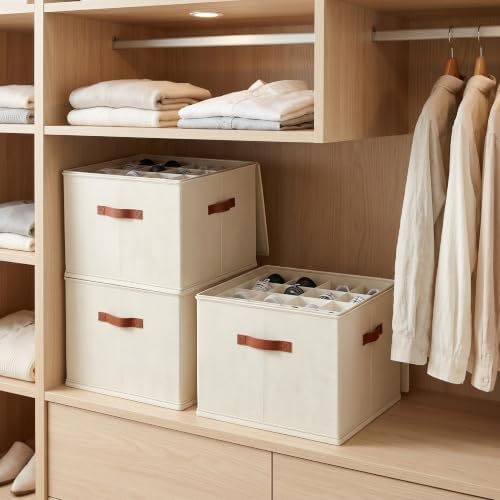 2 Pack Shoe storage Organizer for closet with wheels,No Assemble Required Shoe boxes with premium waterproof material,Adjustable Dividers Fits 32 Pairs,shoe Storage Bins with Reinforced Handle
