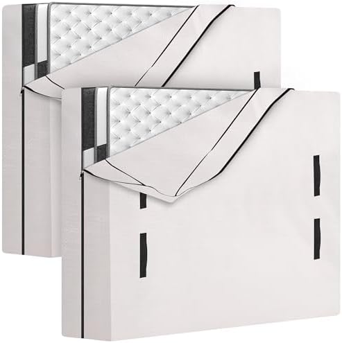 HOMESURE 2 Pack Mattress Bags for Moving and Storage with 8 Handles - Mattress Cover for Moving - Heavy Duty, Strong Zipper Closure, Moving Supplies & Moving Bag - Semi-Transparent, California King