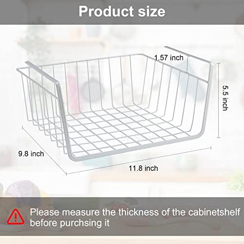 Under Shelf Basket 2 Pack Pantry Shelf Organizer White Metal Cabinet Shelf