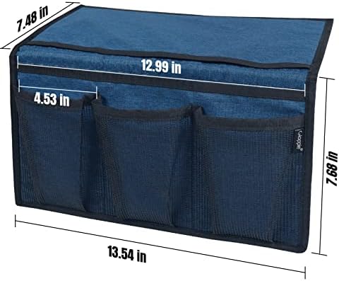 Gloppie Bedside Storage - Table Nightstand & Loft-Bed Caddy with Pockets - Dorm Organizer, Blue