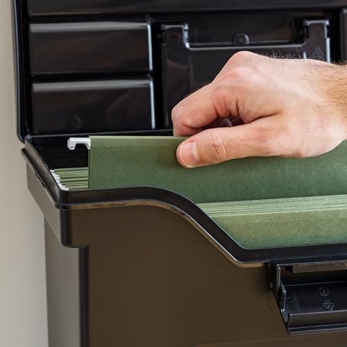 IRIS USA Slim Portable Letter/Legal File Tote Box, 4-Pack, Black