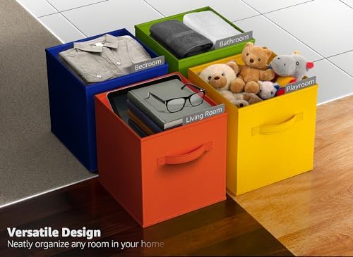 Sorbus 6-Pack Fabric Storage Cubes (11 Inch, Bright Rainbow)