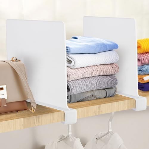White Acrylic Shelf Dividers for Closets Organizer & Storage,2 Pack