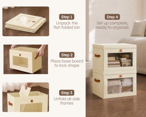 Homsorout Storage Bins with Lids - Closet Organizer with Front Opening