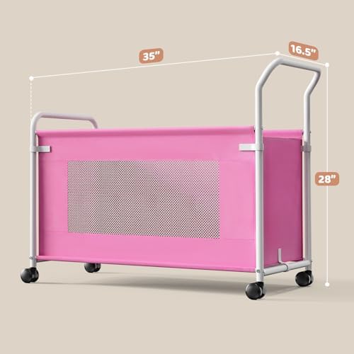 KEEGH Extra Large Toy Box for Kids, Heavy Duty Toy Storage Organizer, Pink