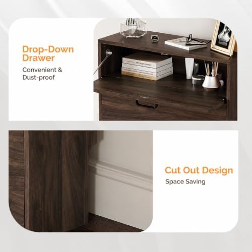 VINGLI Set of 2 Shoe Cabinets Storage for Entryway,2-Pack,Walnut