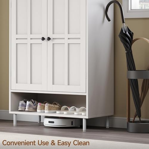 ONBRILL Shoe Cabinet with Cross Molding Doors, 6-Tier Shoe Storage(White)