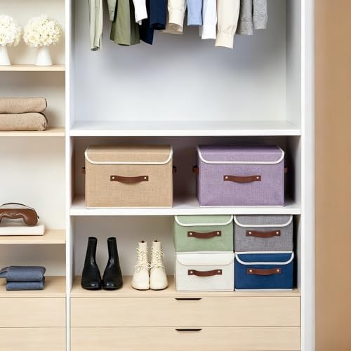 2PCS Storage Boxes Baskets with Lid Foldable Fabric Storage Bins