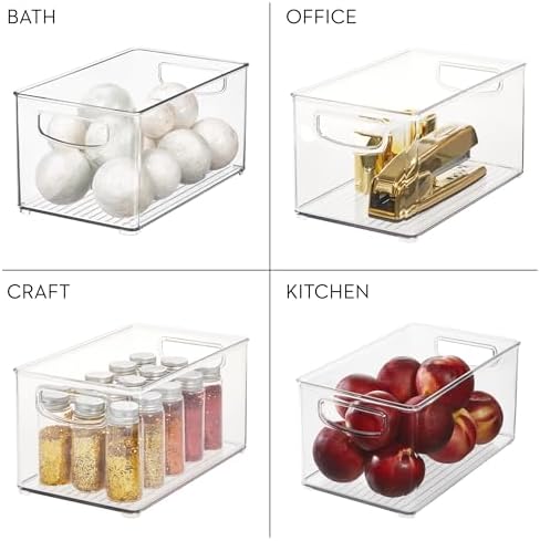 iDesign Stackable Clear Plastic Bin, 6-Pack | Kitchen Organizers and Storage, For Fridge and Pantry
