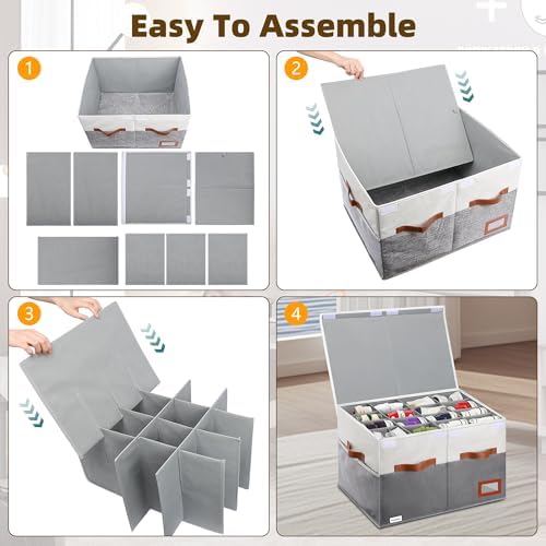Supowin Large Shoe Organizer for Closet, Foldable Shoe Storage Bin with Lid