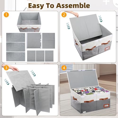 Supowin Large Shoe Organizer for Closet, Foldable Shoe Storage Bin with Lid
