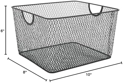 YBM Home Wire Mesh Kitchen Storage Basket Organizer for Organizing Household Pantry and Kitchen Cabinets - Multipurpose Wire Storage Baskets for Home, Dorm Room, Garage, Black - 6 Pack