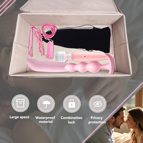 Locking Adult Game Toy Storage Organizer Lock Box Toy Storage Bins Women and Men Game Toys Storage Bags with 2 Drawstring Bags, Large capacity 15 x 10 x 6.3 Inches