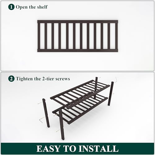 Smiry Bamboo Shoe Rack, 12 Vertical Slats, 2 Tier - 26.8" Wide, Brown
