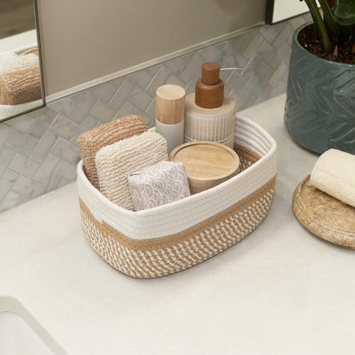 Beautiful Storage Basket Set of 3 - Sturdy Rope Baskets for Shelves
