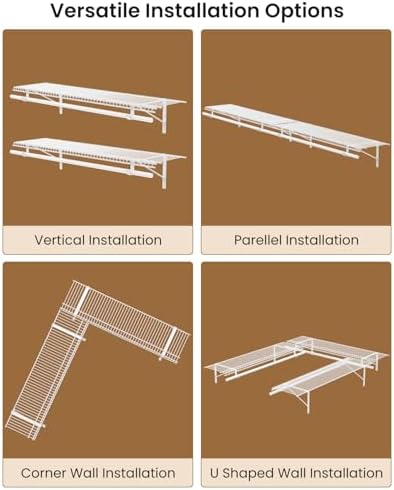 Wire Closet Shelving with Triangular Brackets & Hanging Rod, 2-Pack