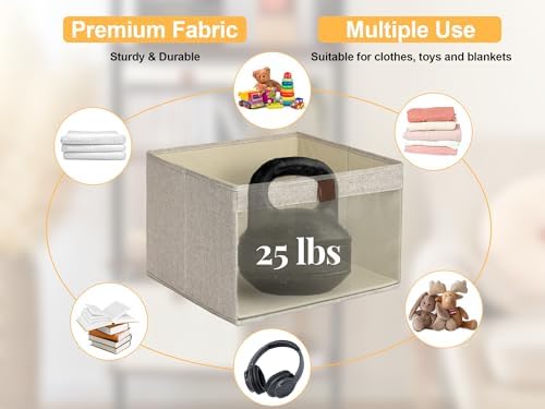 StorageWorks Closet Storage Bins, Storage Baskets, Brown and Beige, 3-Pack