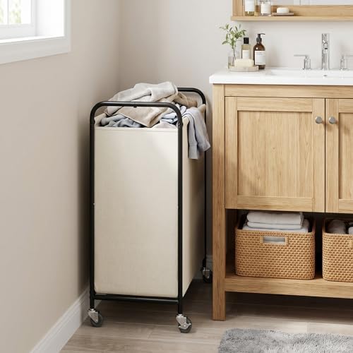 GRANNY SAYS 2 Section Laundry Sorter, 130L Large Hamper Basket with Wheels