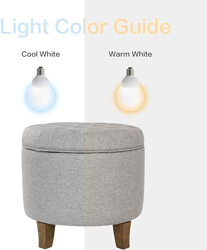 HomePop 19" Button Tufted Round Storage Ottoman - Gray Fabric